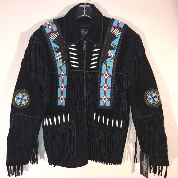 Other - Suede Leather Beaded & Boned Fringe Jacket
